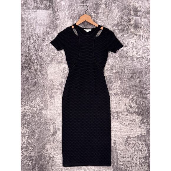 Jonathan Simkhai Dress XS Womens Black Textured Knit Cutout Bodycon Sheath - Picture 1 of 9